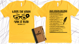 WRITE THE VISION ~ MAKE IT PLAIN ~ HABAKKUK 2:2-3  - GIRL GLASSES TEE -STANDARD DECREE ON THE BACK