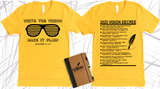 WRITE THE VISION ~ MAKE IT PLAIN ~ HABAKKUK 2:2-3  - BOY SHADES TEE -STANDARD DECREE ON THE BACK