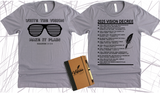 WRITE THE VISION ~ MAKE IT PLAIN ~ HABAKKUK 2:2-3  - BOY SHADES TEE -STANDARD DECREE ON THE BACK