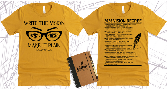 WRITE THE VISION ~ MAKE IT PLAIN ~ HABAKKUK 2:2-3 - WOMEN GLASSES TEE -STANDARD DECREE ON THE BACK