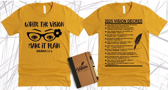 WRITE THE VISION ~ MAKE IT PLAIN ~ HABAKKUK 2:2-3  - GIRL GLASSES TEE -STANDARD DECREE ON THE BACK