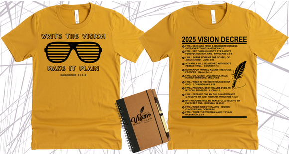 WRITE THE VISION ~ MAKE IT PLAIN ~ HABAKKUK 2:2-3  - BOY SHADES TEE -STANDARD DECREE ON THE BACK