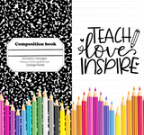 TEACHER COMPOSITION BOOK- TUMBLER~ WATER BOTTLE - CUSTOMIZE NAME IN THE NOTE SECTION BEFORE CHECKOUT