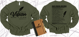 WRITE THE VISION ~ MAKE IT PLAIN ~ HABAKKUK 2:2-3 SWEATSHIRT DESIGN 1 - STANDARD DECREE ON THE BACK