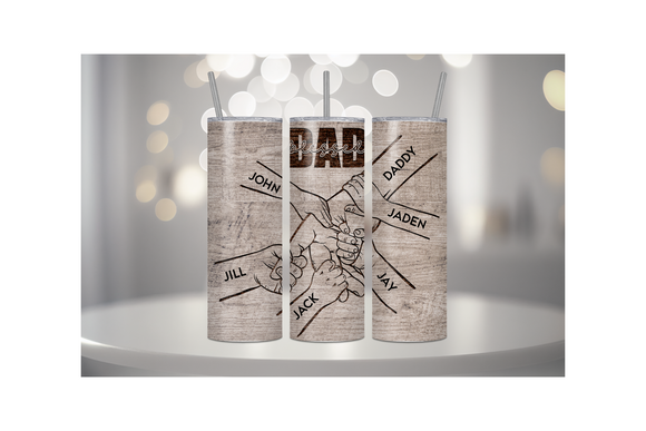 BLESSED DAD HANDS - TUMBLER/WATER BOTTLE - CUSTOMIZE NAMES IN THE NOTE SECTION BEFORE CHECKOUT