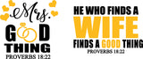 HE WHO FINDS A GOOD THING ~ MRS. GOOD THING PROVERBS 18:22 - 2