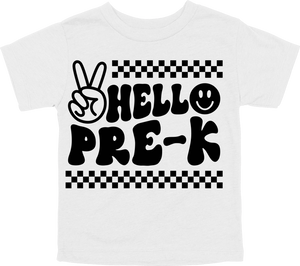 HELLO PRE - K - PEACE SIGN WITH TRACKS