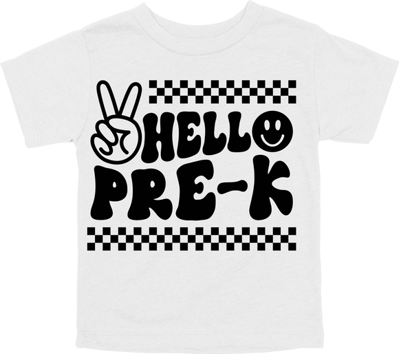 HELLO PRE - K - PEACE SIGN WITH TRACKS