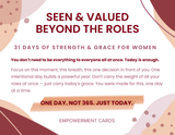 **NEW** SEEN & VALUED BEYOND THE ROLES WOMEN  - THEME - ONE DAY AT A TIME EMPOWERMENT CARDS - Digital Download