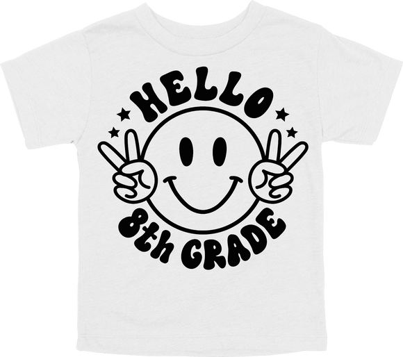 HELLO - 8TH GRADE -  SMILE WITH PEACE SIGNS