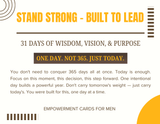 **NEW** STAND STRONG BUILT TO LEAD FOR MEN - THEME - ONE DAY AT A TIME EMPOWERMENT CARDS - WITH ACRYLIC STAND