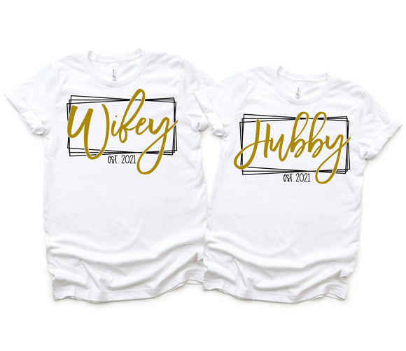 HUBBY & WIFEY EST 2 - ANNIVERSARY - CUSTOMIZE YEAR IN COMMENT SECTION