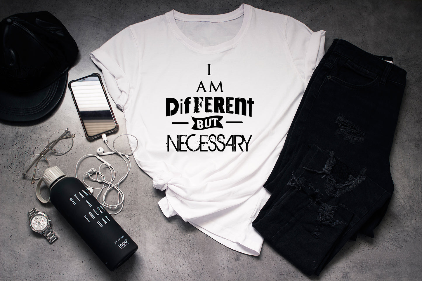 I Am Different But Necessary - Design Color As Shown Only in Black